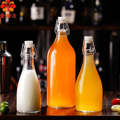 Enzyme Bottle,Bartender Tool,Fresh Lemon Lime Kitchen Oil Bottle,Jars With Lid Seal Buckle Plastic Storage Container Glass