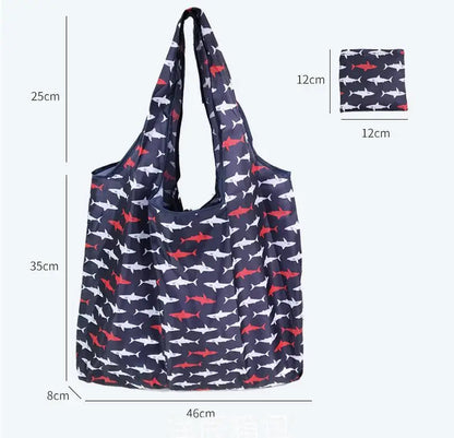 Large Reusable Shopping Bag Women's Foldable Floral Environmentally Friendly Portable Tote Bag Grocery Storage Bag