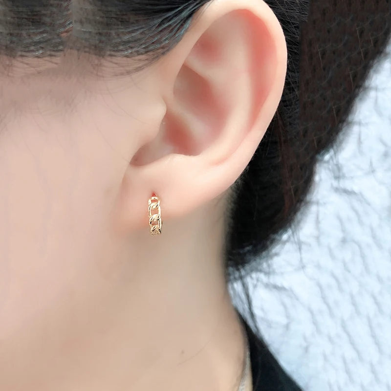 WANTME Genuine 925 Sterling Silver Simple Link Chain Punk Ear Buckle for Women Unisex Hip Hop Earrings Jewelry Accessories 2021