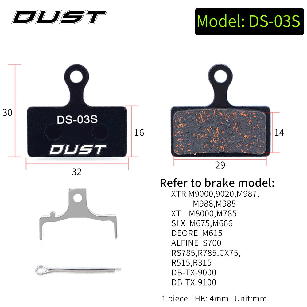 DUST 1Pair Semi-Metal Bicycle Hydraulic Disc Brake Pads MTB Mountain Bike Parts for SHIMANO XT XTR M315 SRAM Avid BB5 BB7 E1 E3