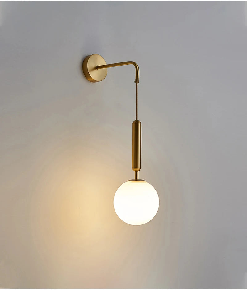 Decorative Modern Wall Lamp with Glass Shade Bedside Bedroom Loft Design Up Down Iron Led Wall Lights Gold for Home Mirror E27