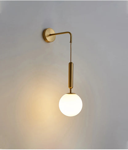 Decorative Modern Wall Lamp with Glass Shade Bedside Bedroom Loft Design Up Down Iron Led Wall Lights Gold for Home Mirror E27