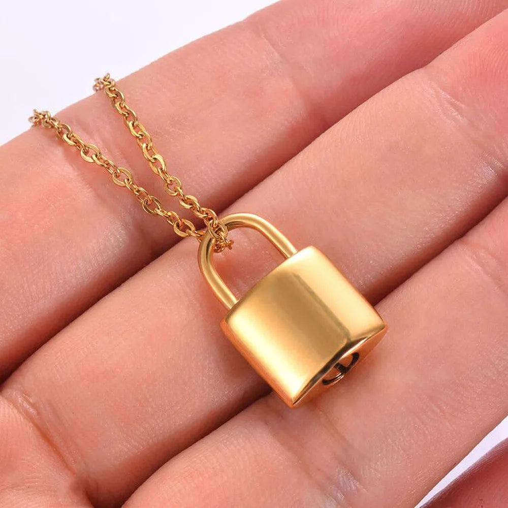 New Style Stainless Steel Small Pad Lock Cremation Ashes Urn Necklace Jewelry Keepsake Pendant Lock Memorial Jewelry