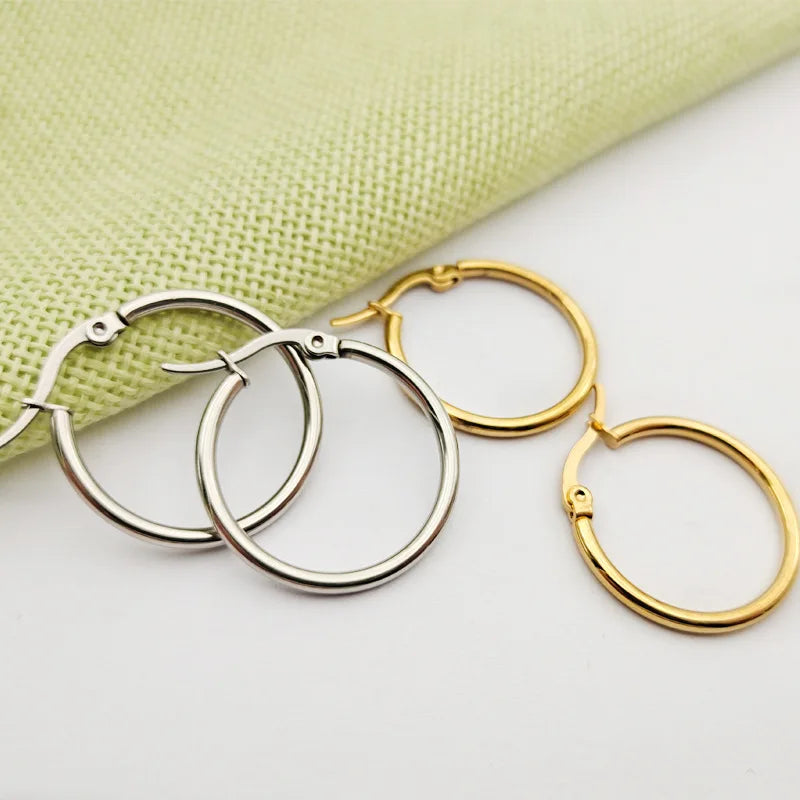 90mm Stainless Steel Large Circle Smooth Gold Color Round Loop Hoop Earring for Women Ear Ring Brincos