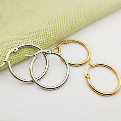 90mm Stainless Steel Large Circle Smooth Gold Color Round Loop Hoop Earring for Women Ear Ring Brincos