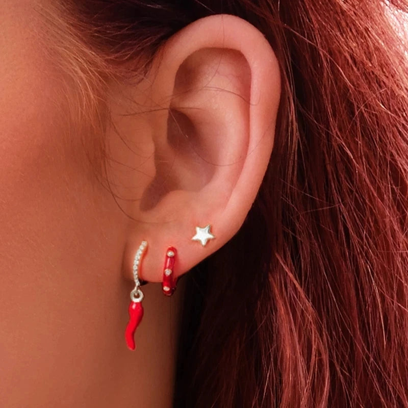 Enamel Earrings Colorful  Chili & Coin Pendant Drop Ear Ring Piercing Pendientes Punk Party Jewelry Modern Women's Earrings 2025