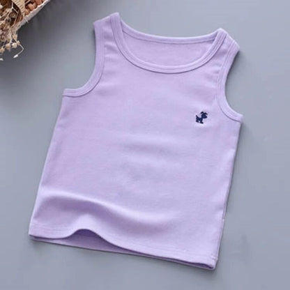 Fashion Children T-shirts for Girls Candy Color Baby Boys Graphic Tee Cotton Vest Tops Kids Summer Clothes Sleeveless T-Shirt