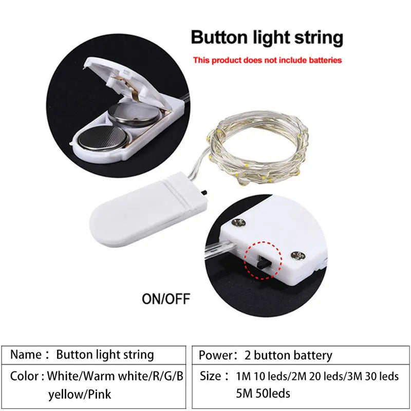 LED String Lights Night Light Holiday lighting Fairy Garland 1M2M3M 5M Decoration Light For New Year Wedding Brithday Party Lamp