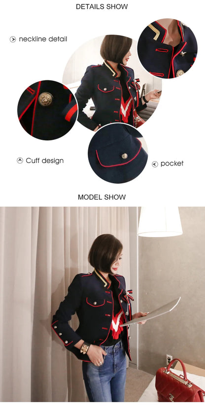Korean Elegant Office Women Jacket Chic Temperament Formal Vintage Single Breasted Slim Coat Suit Outerwear Blazer Spring Autumn