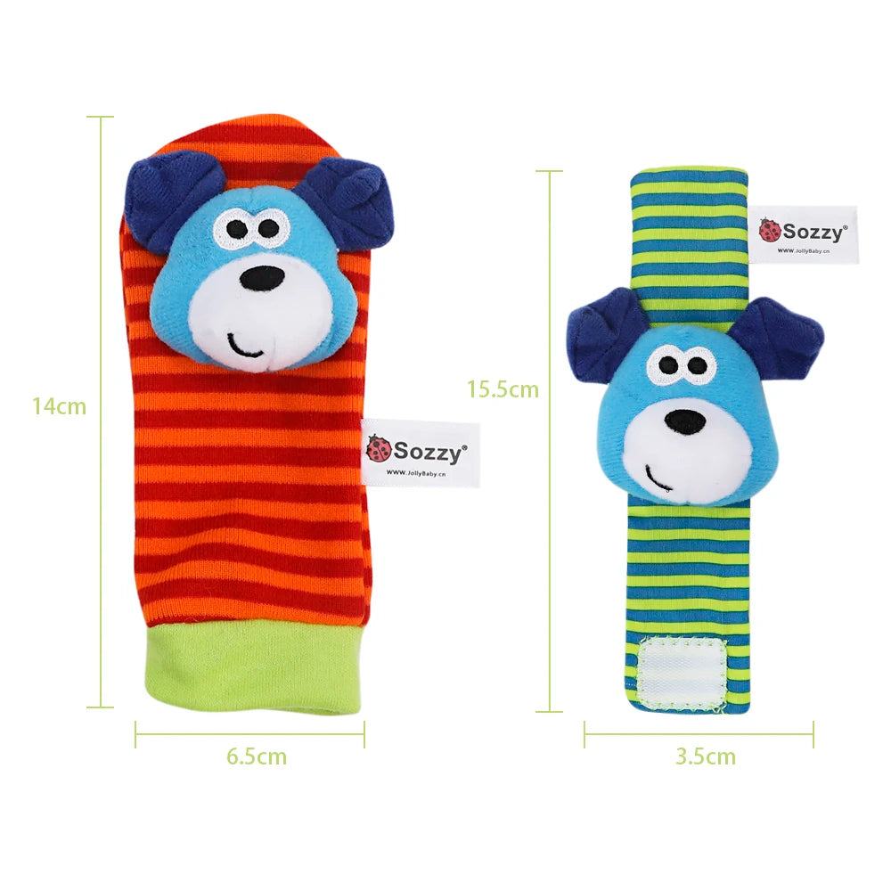 1PairBaby Toys 0-6-12 Months Cute Stuffed Animals Baby Rattle Socks Wrist Baby Rattles Newborn Toys Make Sounds Games For Babies