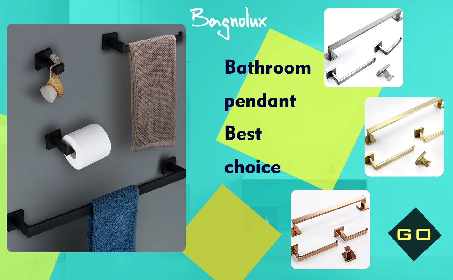 Black Stainless Steel Square Wall-mounted Bathroom Accessories Toilet Brush