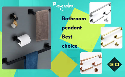 Black Stainless Steel Square Wall-mounted Bathroom Accessories Toilet Brush