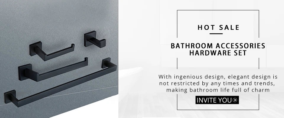 Black Stainless Steel Square Wall-mounted Bathroom Accessories Toilet Brush