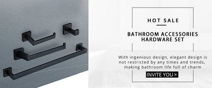 Black Stainless Steel Square Wall-mounted Bathroom Accessories Toilet Brush