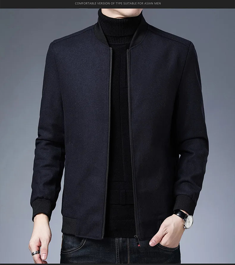 New Brand Casual Fashion Baseball Collar Autumn Winter Mens Coat 2025 Men Clothing Fashion Jacket Solid Classic Windbreaker