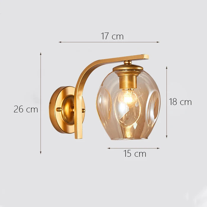 Decorative Modern Wall Lamp with Glass Shade Bedside Bedroom Loft Design Up Down Iron Led Wall Lights Gold for Home Mirror E27