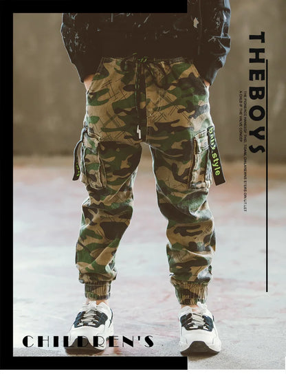 2022 Boys Camouflage Joggers Casual Cargo Pants for Boys Kids Cotton Trousers Clothes Teenage Boys Joggers Clothing 3-14 Years