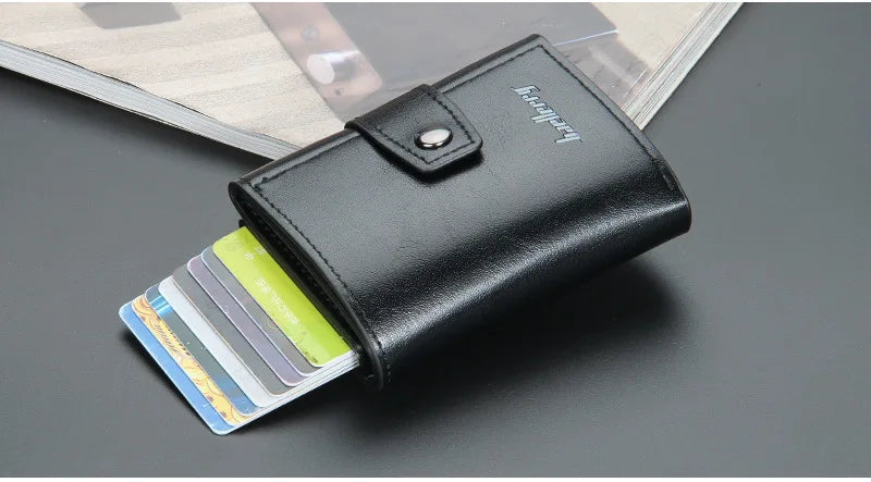 2023 Rfid Blocking Protection Men Card Wallets Hasp Small Card Wallets PU Leather Slim Mini Wallet Qaulity Male Purses