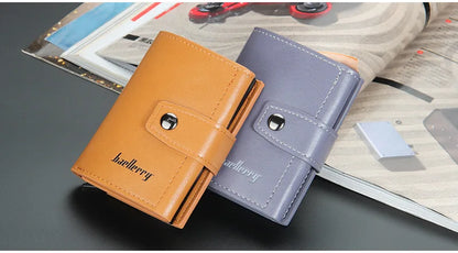 RFID Blocking Protection Men ID Credit Card Holder Wallet Leather Metal Aluminum Business Bank Card Case CreditCard Cardholder