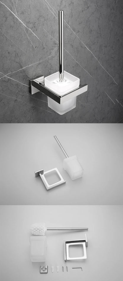 Black Stainless Steel Square Wall-mounted Bathroom Accessories Toilet Brush