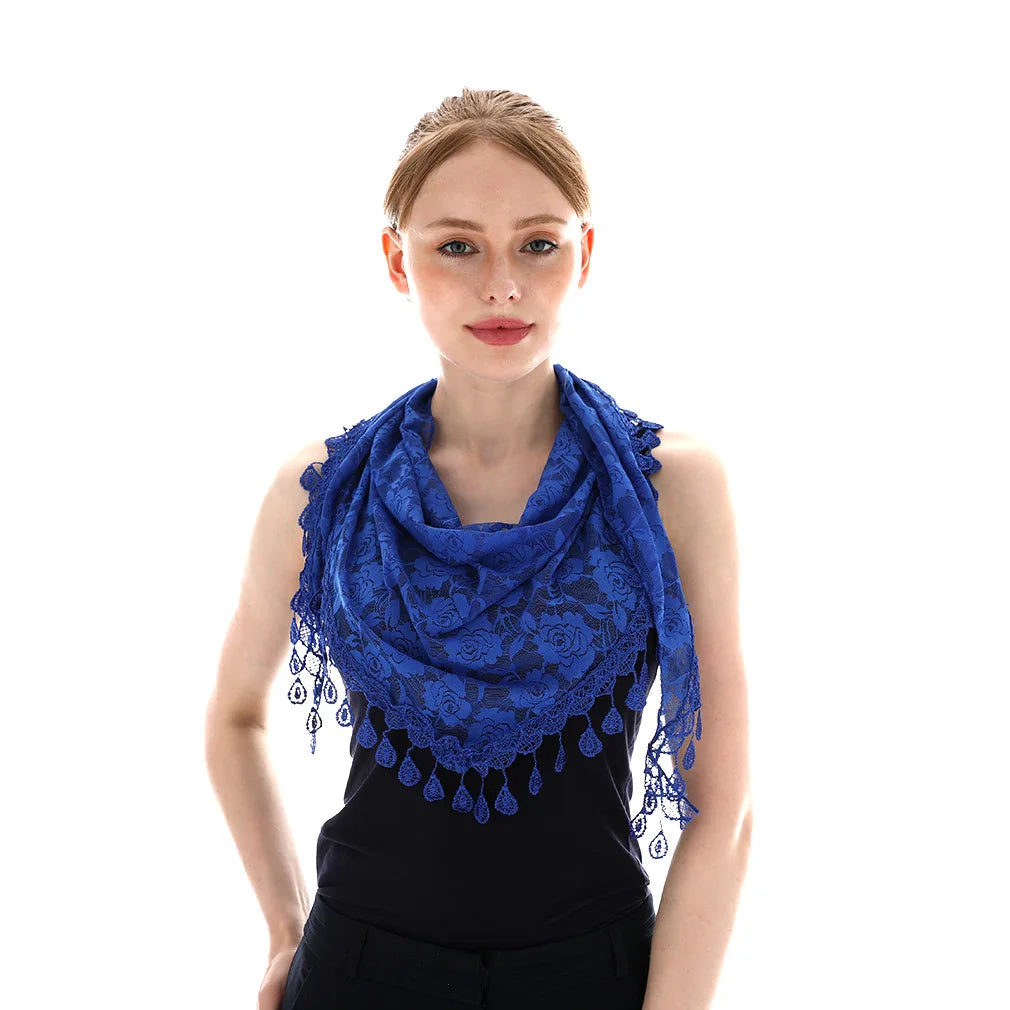 Embroidered Triangle Scarf for Church Shawl Catholic Church Prayer Shawl Sheer Floral Spanish Mantilla Lace Veil Wedding Cape