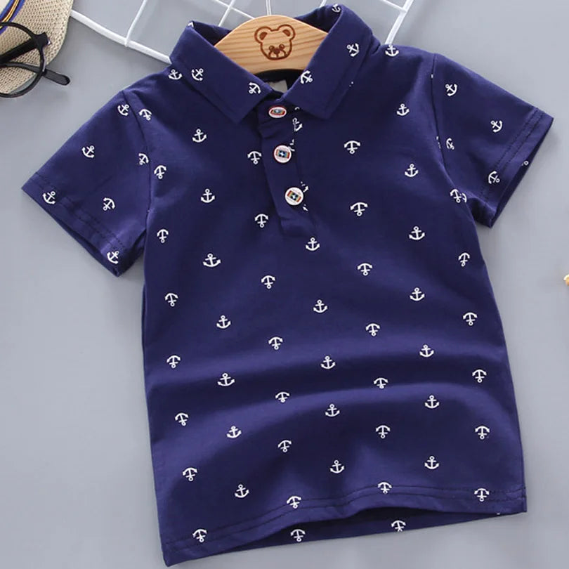 2025 Summer Baby Boys Shirts Short Sleeve Lapel Clothes for Girls Cotton Breathable Kids Tops Outwear 12M-5Y