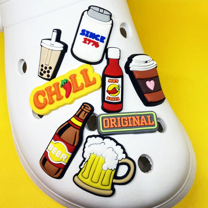 1pcs  coffee PVC Shoe Charms Shoe Decorations Crocs