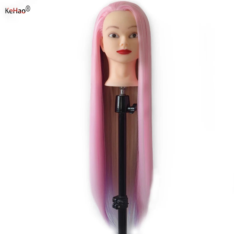 Training head with colorful hair 80cm very long synthetic hair for braiding hairstyle doll Head hairdressing head mannequin