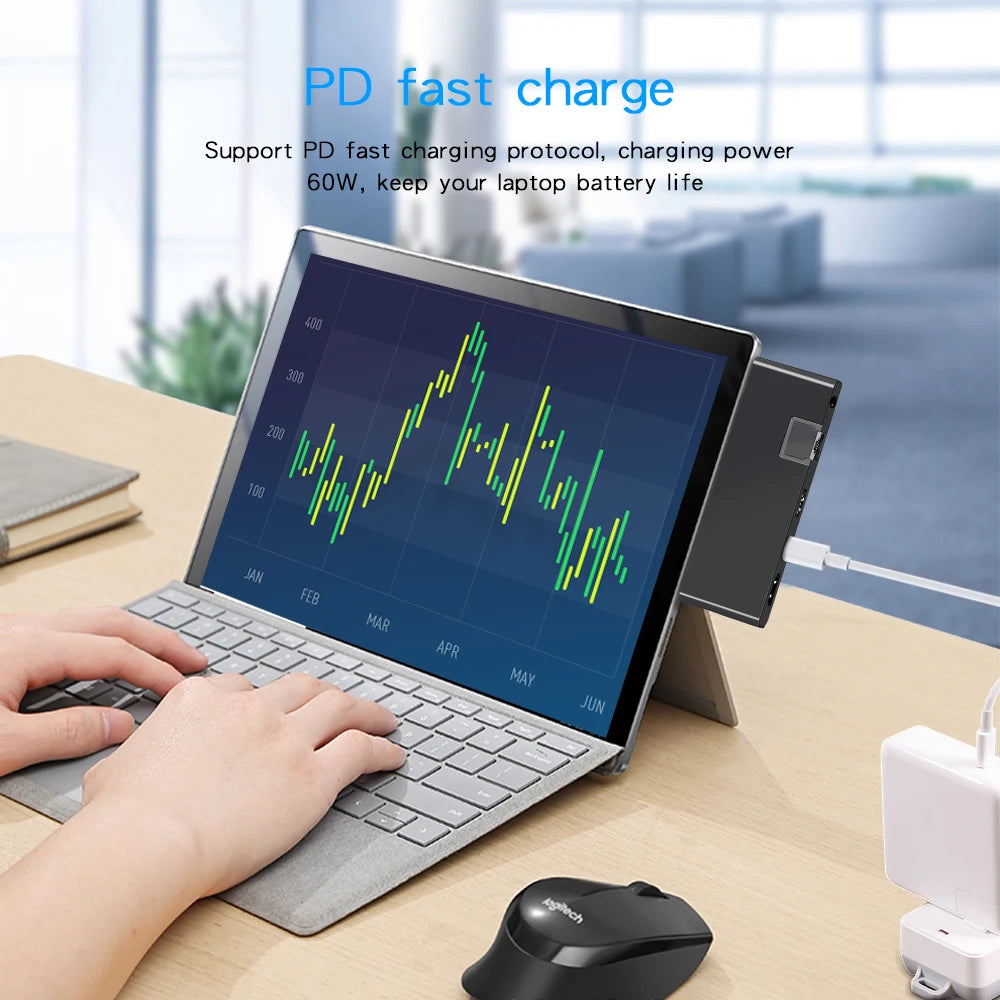 KARTOMAN USB 3.0 HUB 4K HDMI-compatible Gigabit Ethernet adapter audio SD/TF for Microsoft Surface GO 2 Laptop Docking Stations