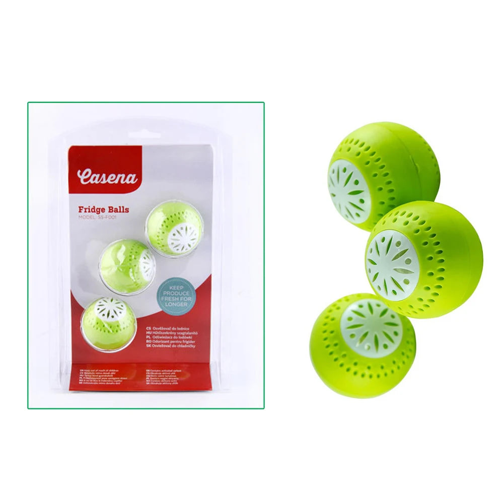 3 Pcs/set Refrigerator Deodorant, Fridge Odor Removal Balls With Active Carbon, Kitchen Tool Household Cleaning Products