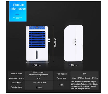 12V Water Circulation Bed Ice Sleeping Pad Cooling Pad Water-cooled Refrigeration Mattress Cooling Fan Conditioner Air Condition