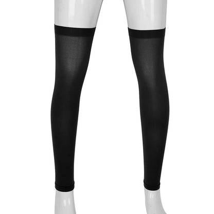 1 Pair Mens Sports Stockings Thigh High Full Leg Sleeve Footless Knee Brace Thigh and Calf Support Socks Running Stockings