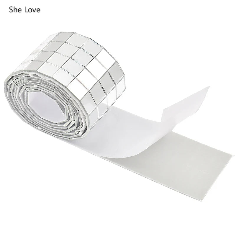 Chzimade Self-Adhesive Real Glass Mirror Mosaic Tiles For DIY Handmade Crafts Home Decoration