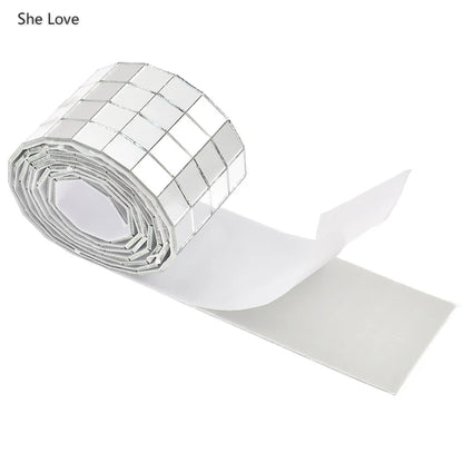 Chzimade Self-Adhesive Real Glass Mirror Mosaic Tiles For DIY Handmade Crafts Home Decoration