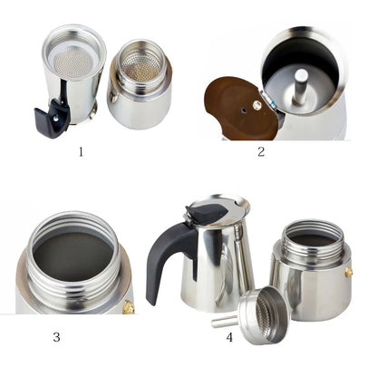 2025 Stainless Steel Moka Pot Portable Electric Coffee Maker European Design Home Coffee Brewing Equipment