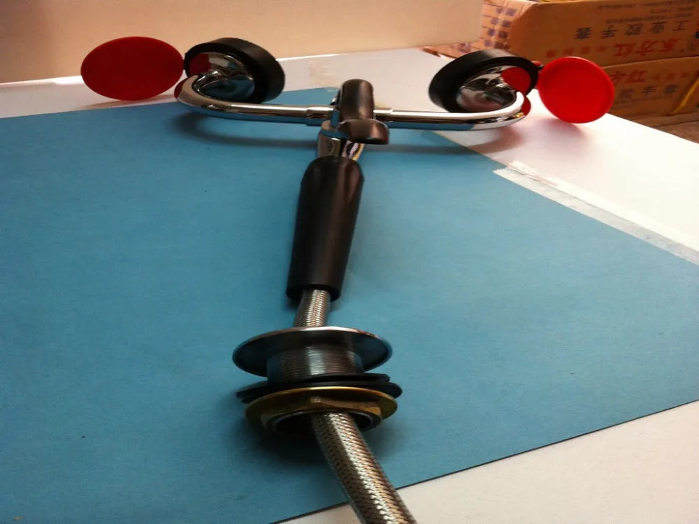 WJH0355A Eye Wash  Desktop mobile double mouth laboratory eyewash  with stainless steel hose.