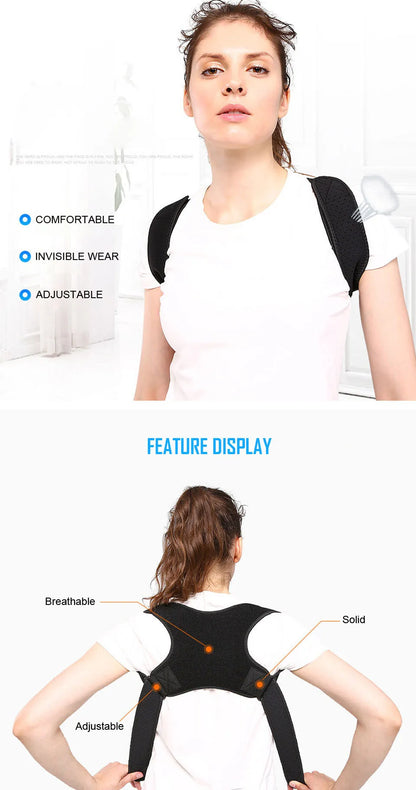 AOLIKES New Posture Corrector Spine Back Shoulder Support Corrector Band Adjustable Brace Correction Humpback Back Pain Relief