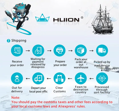 Huion HS64 6x4 Inch Graphics Tablet Ultrathin Drawing Tablet PW100 Battery-Free Pen Tablet Customized Press Keys Android Support