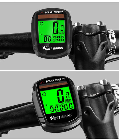 WEST BIKING Bike Computer Speedometer Odometer Multifunctional Cycling Computer Rainproof Solar Power Bicycle Wireless Computer