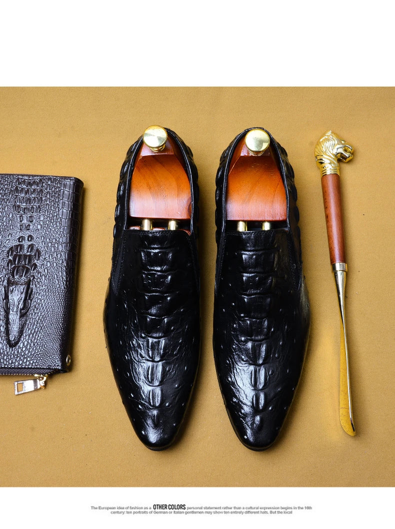 Genuine Leather Oxford Office Shoes Luxury Dress Shoes Slip on Wedding Shoes For Men