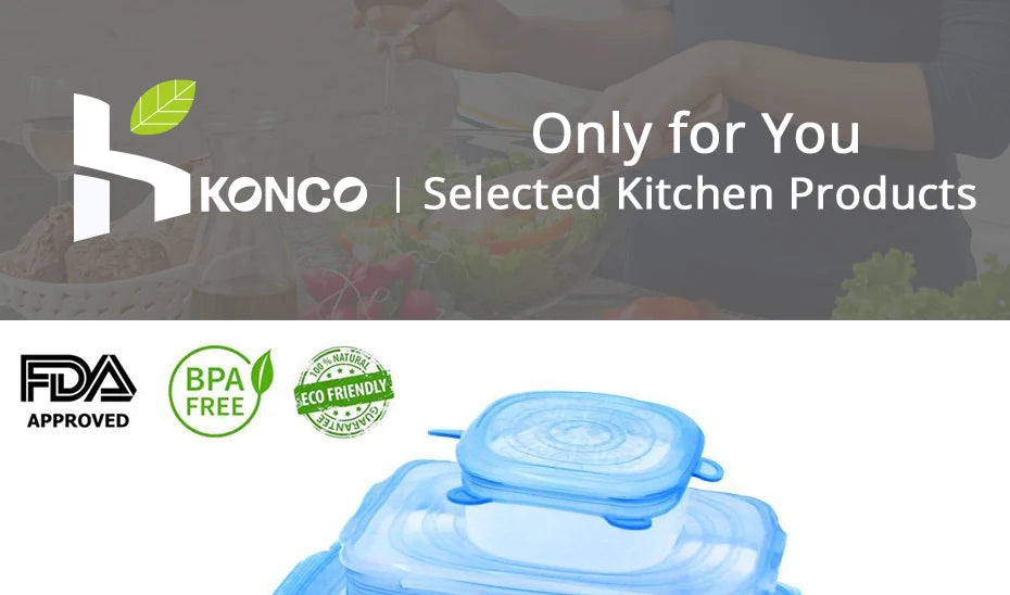 6pcs Reusable Silicon Stretch Lids,Universal Silicone Food Cover ,Silicone Lids For Food Cookware Bowl Kitchen Accessories