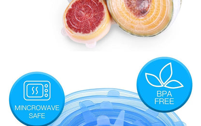 6pcs Reusable Silicon Stretch Lids,Universal Silicone Food Cover ,Silicone Lids For Food Cookware Bowl Kitchen Accessories