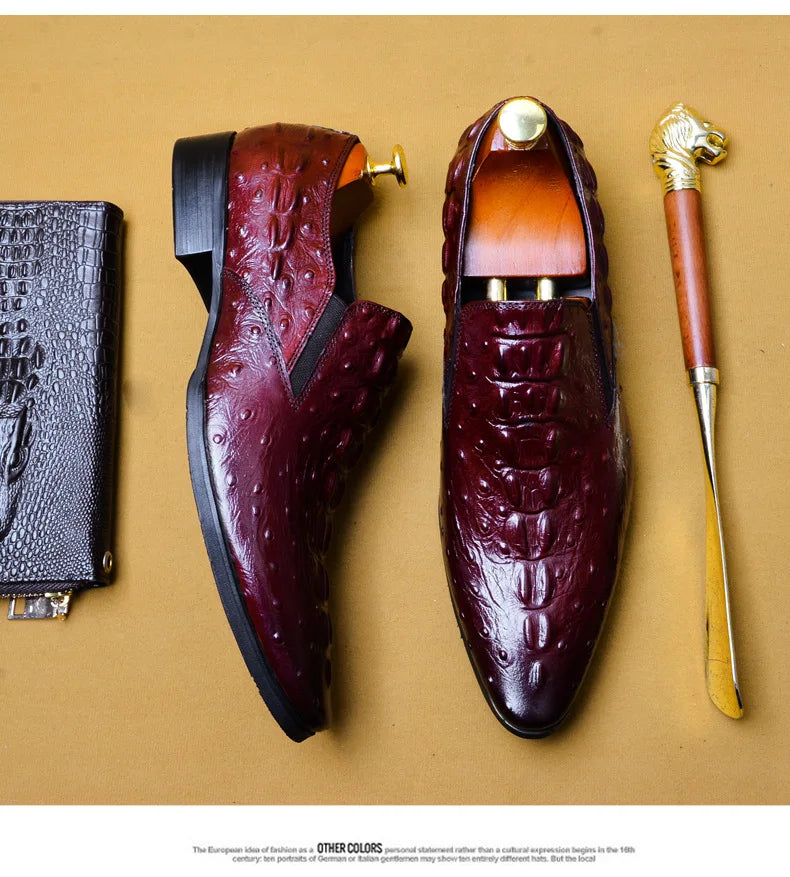 Genuine Leather Oxford Office Shoes Luxury Dress Shoes Slip on Wedding Shoes For Men