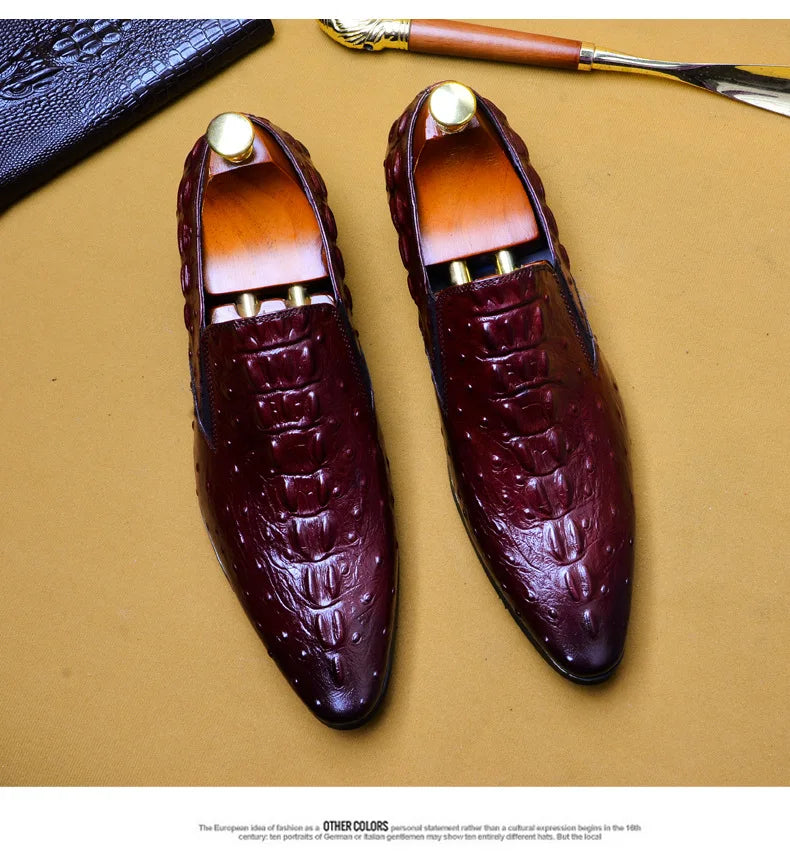 Genuine Leather Oxford Office Shoes Luxury Dress Shoes Slip on Wedding Shoes For Men