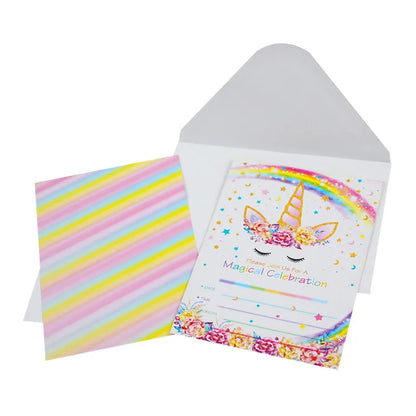 Unicorn Invitations Card Unicornio Party Happy Birthday Party Decorations Kids Party Favors Invitation Cards Unicorn Party