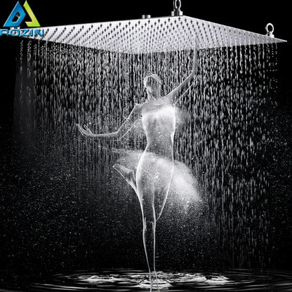 Chrome 20" Big Rainfall Shower Head Stainless Steel Square Ultra-thin Shower Head 50cm Shower Faucet Head Bathroom Head