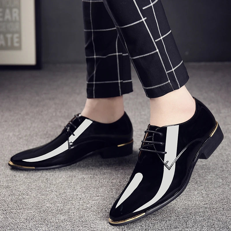Patent Leather Men Dress Shoes 2021 New Brand Men's Business Shoes Italian Style Fashion Men Wedding Shoes Male Footwear 38-47