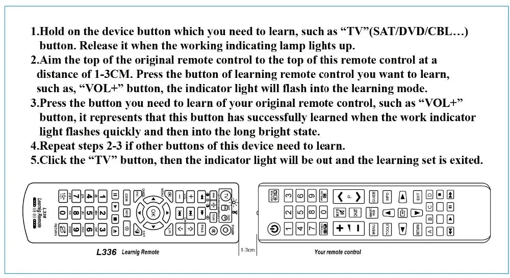 Universal Smart Remote Control Controller  IR Remote Control With Learning Function for TV CBL DVD SAT For L336