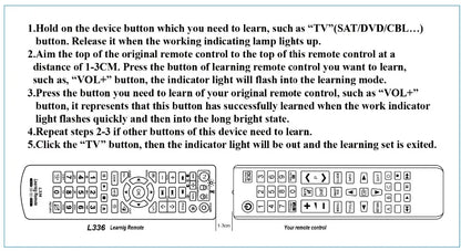 Universal Smart Remote Control Controller  IR Remote Control With Learning Function for TV CBL DVD SAT For L336