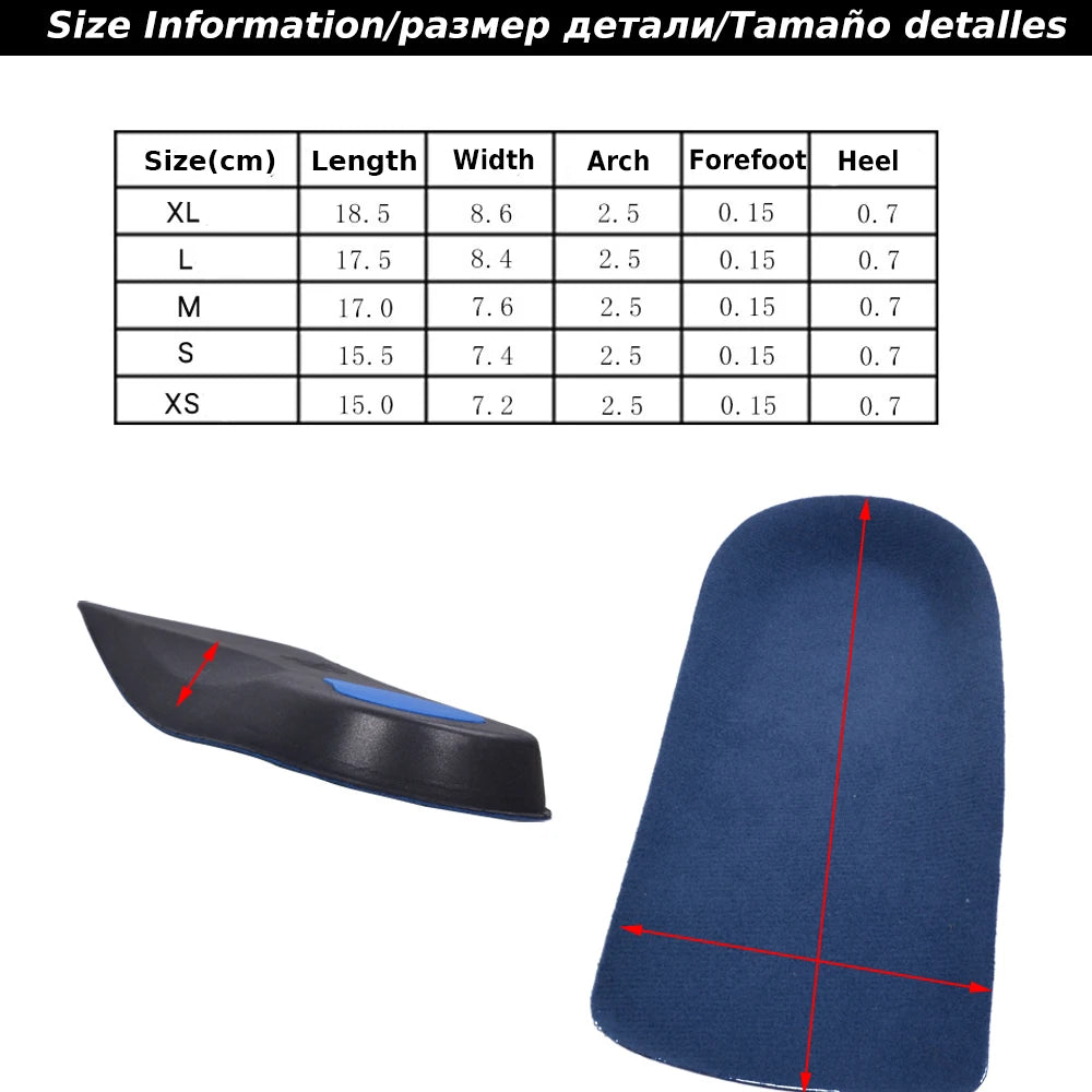 1 Pair EVA Flat Foot Orthotics Arch Support Half Shoe Pad Orthopedic Insoles Foot Care for Men and Women